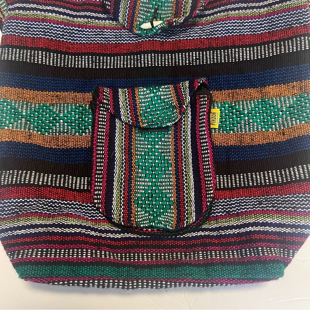 Mr Pinzon Backpack Artesanias Aztec Woven Boho Hippie Multicolored - Picture 7 of 11